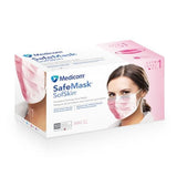 Medicom Mask Safe+Mask Sofskin ASTM Level 1 Pink 50/Bx, 10 BX/CA - 2082