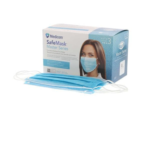 Medicom Mask Procedure SafeMask Master Series ASTM Level 3 Ocean Surf Size 50/Bx, 10 BX/CA - 2057