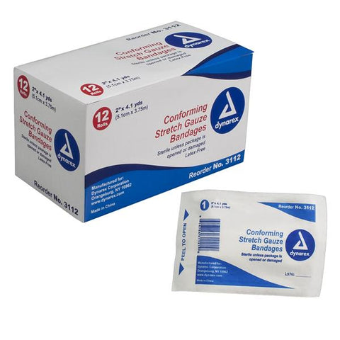 Dynarex Corporation Bandage 2"x4.1yd Gauze Polyester Sterile 12/Bx, 8 BX/CA - 3112