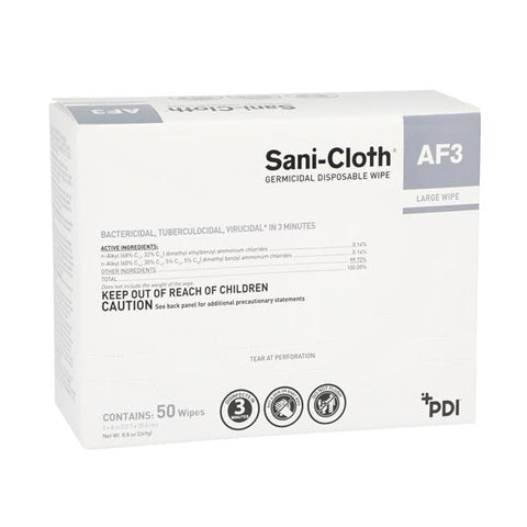 PDI Professional Disposables Disinfectant Wipes Sani-Cloth AF3 Large Packets 50/Bx, 10 BX/CA - H59200
