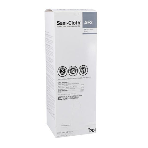 PDI Professional Disposables Disinfectant Wipes Sani-Cloth AF3 X-Large Packets 50/Bx, 3 BX/CA - U27500