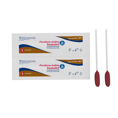 Dynarex Corporation Swabstick Prep PVP Iodine 10% 1's 50/Bx, 10 BX/CA - 1201