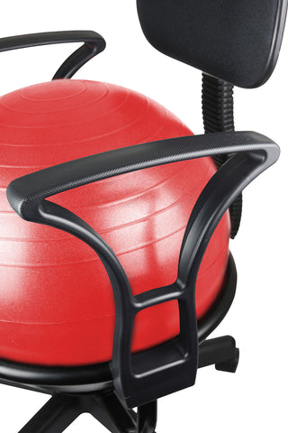 CanDo Ball Chair - Metal - Mobile - with Back - with Arms - with 22" Red Ball