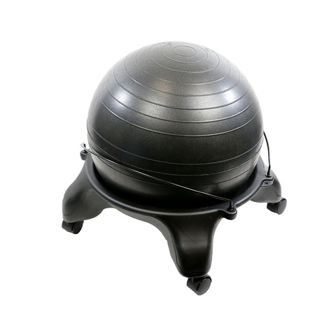 CanDo Ball Stool - Plastic - Mobile - No Back - Adult Size - with 22" Black Ball