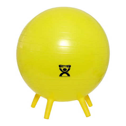 CanDo Inflatable Exercise Ball - with Stability Feet - Yellow - 18" (45 cm)