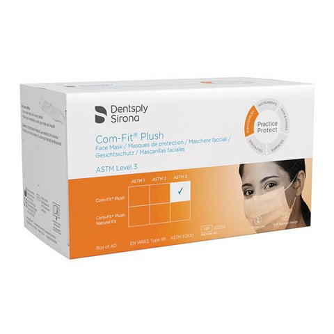 Dentsply Sirona Preventive Mask Com-Fit Plush ASTM Level 3 White 40/Bx - 20354