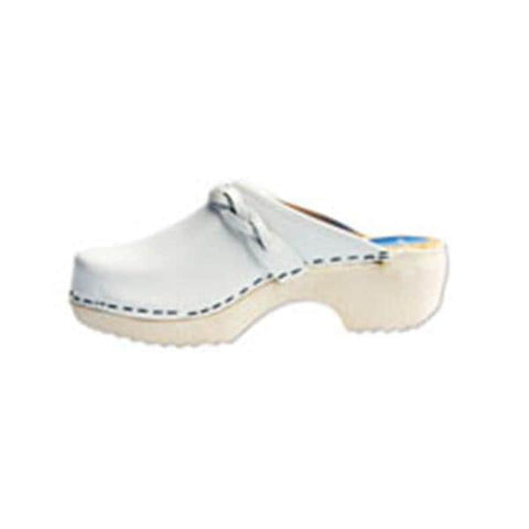 Cape Clogs Inc Clog Open Back Leather / Wood Base Womens Adult White Size 5 Each - 198210135