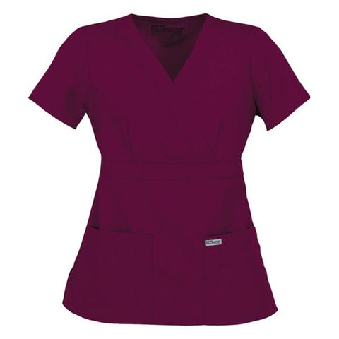Grey's Anatomy (TM) Shirt Scrub Greys Anatomyâ„¢ 4153 Crossover Womens Medium Wine Each - 4153-65-M