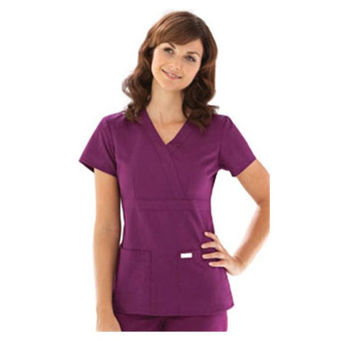 Grey's Anatomy (TM) Shirt Scrub Greys Anatomy™ 4153 Crossover Womens X-Small Wine Each - 4153-65-XS