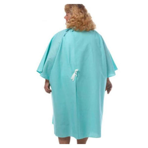 Fashion Seal Gown Patient Polyester / Cotton Sheeting 1Sz 47" Unsx Aqu Bck Ovrlp Adlt Each - 734-NS