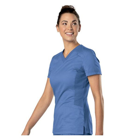 Landau Uniforms Inc. Shirt Scrub 70224 Faux Wrap Womens 3X Large Ceil Blue Each - 70224-BCP-3X