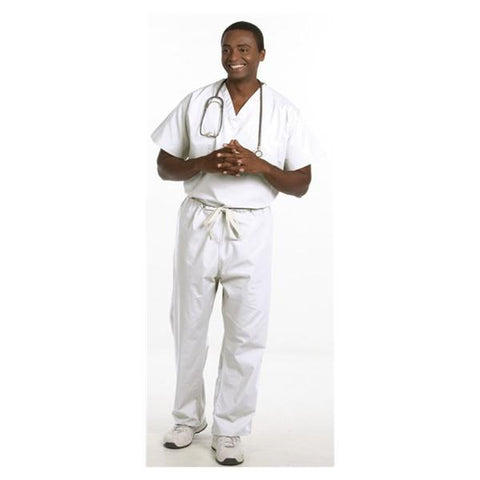 Fashion Seal Pant Scrub 100% Cotton Unisex White X-Large Reversible 1 Pocket Each - 811-XL