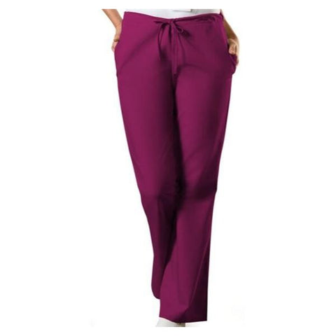 Cherokee Workwear Scrub Pant 4101 Womens Medium Tall Wine Each - 4101T-WINW-M