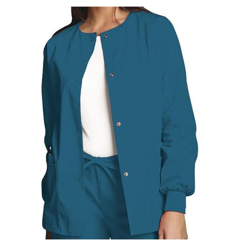 Cherokee Workwear Jacket Warm-Up Womens Caribbean Blue Small 2 Pockets Each - 4350-CARW-S