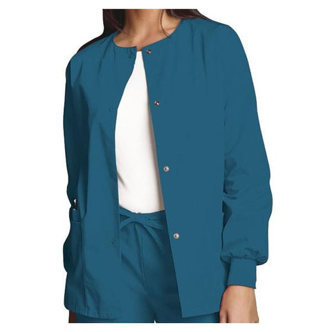 Cherokee Workwear Jacket Warm-Up 65% Polyester / 35% Cotton Poplin Womens CrbnBl XS 3Pkt Each - 4350-CARW-XS