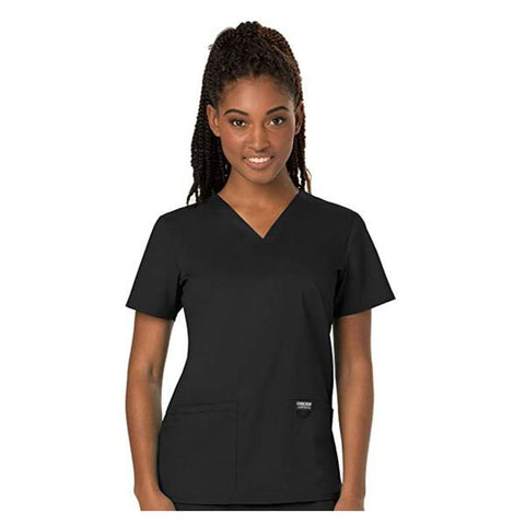 Cherokee Workwear Shirt Scrub Cherokee 4700 Womens 2X Large Black Each - 4700-BLKW-2X