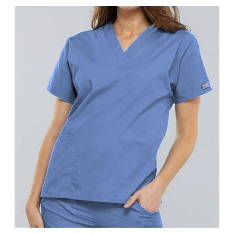 Cherokee Workwear Shirt Scrub Cherokee 4700 Womens X-Large Ceil Blue Each - 4700-CIEW-XL