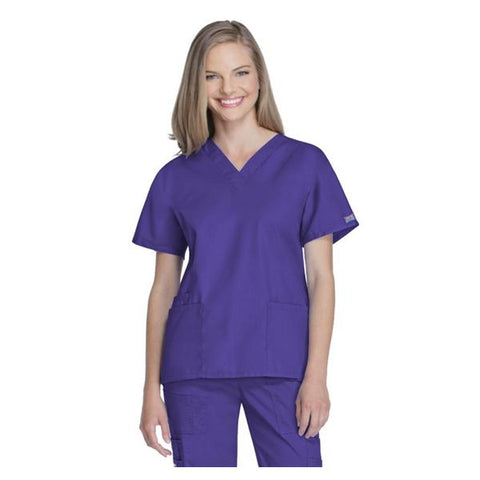 Cherokee Workwear Shirt Scrub Cherokee 4700 Womens 3X Large Grape Each - 4700-GRPW-3X