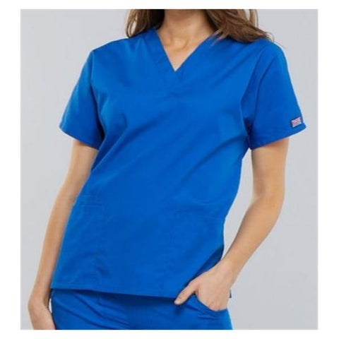 Cherokee Workwear Shirt Scrub Cherokee 4700 Womens 3X Large Royal Blue Each - 4700-ROYW-3X