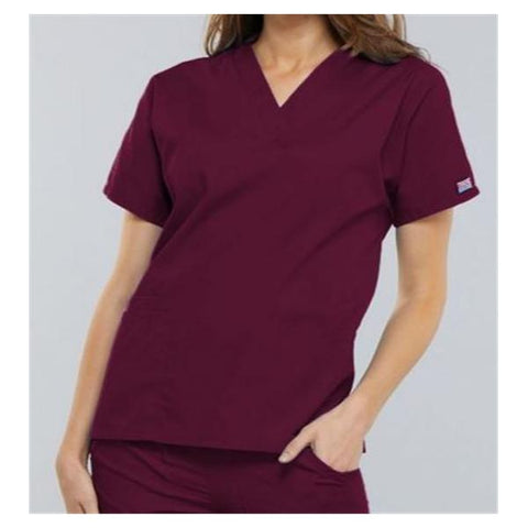 Cherokee Workwear Shirt Scrub Cherokee 4700 Womens X-Small Wine Each - 4700-WINW-XS