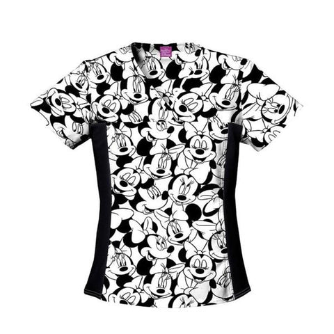 Cherokee Workwear Shirt Scrub 100% Cotton Womens Minnie Medium 2 Pockets Each - 6875C-MKBM-M