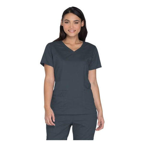 Cherokee Workwear Shirt Scrub Cherokee 4727 Womens X-Large Pewter Each - 4727-PWTW-XL