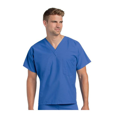 Landau Uniforms Inc. Shirt Scrub 65% Polyester / 35% Cotton Unisex Royal Blue XL Reversible Pckt Eachch - 7502-BEP-TXL