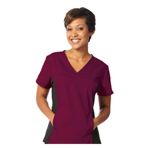 Fashion Seal Shirt Scrub Fashion Seal 7511 Womens X-Large Burgundy / Black Each - 7511-XL