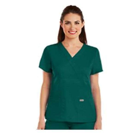 Grey's Anatomy (TM) Shirt Scrub Greys Anatomyâ„¢ 4153 Crossover Womens Medium Hunter Each - 4153-37-M
