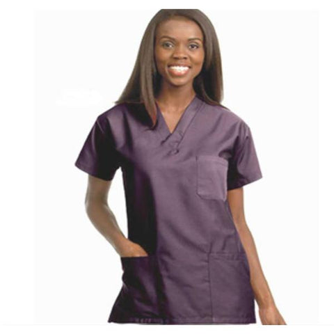 Fashion Seal Shirt Scrub Fashion Poplin Unisex X-Small Eggplant Each - 78774-XS