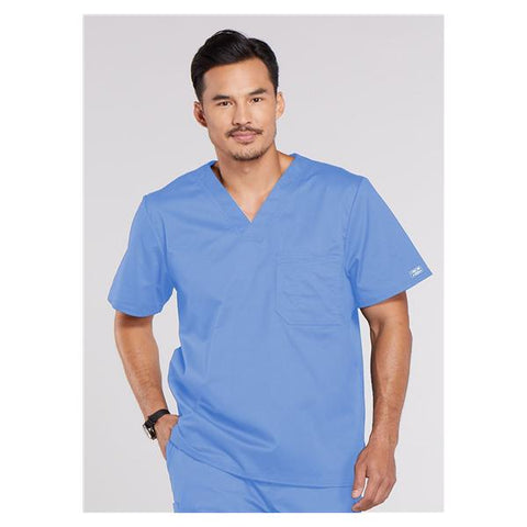 Cherokee Workwear Scrub Top Mens Large Ceil Each - 4743-CIEW-L