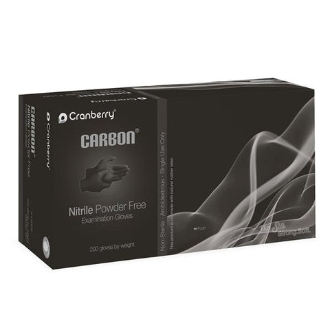 Cranberry USA, Inc Gloves Exam Carbon Powder-Free Nitrile Latex-Free X-Small Black 200/Bx, 10 BX/CA - CR3235