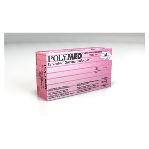 Ventyv Gloves Exam Polymed Powder-Free Latex Small White 100/Bx, 10 BX/CA - PM102
