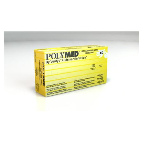 Ventyv Gloves Exam Polymed Powder-Free Latex Large White 100/Bx, 10 BX/CA - PM104