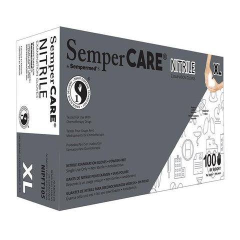 Sempermed USA, Inc Gloves Exam Sempercare Powder-Free Nitrile Latex-Free X-Large 100/Bx, 10 BX/CA - NIPFT105
