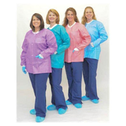 First Medica Jacket Lab MedFlex Premium Disposable Cotton Like Fabric Large Light Blue 10/Pk, 5 PK/CA - D039-18-04