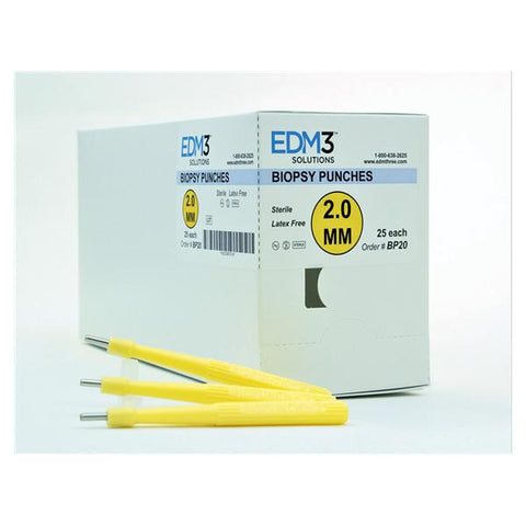 EDML, LLC Biopsy Punch Biopunch 2mm Sure Grip Handle Stainless Steel Blade Disp Strl 25/Bx - BP20