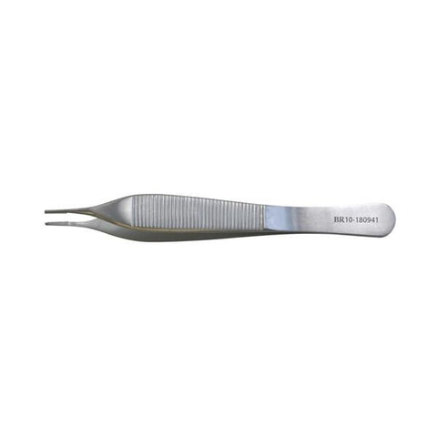 Hermann Medizentechnik Forcep Tissue Adson-Tubiana 4-3/4" Tying Platform Straight 1x2 Teeth SS Each - BR10-180941
