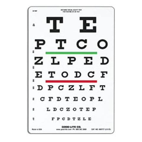 Good Chart Eye 20' Testing Distance 9x14" Eachch - Lite Co - 600727