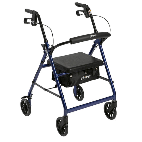 4-wheel Rollator with loop brake, blue, 1 each