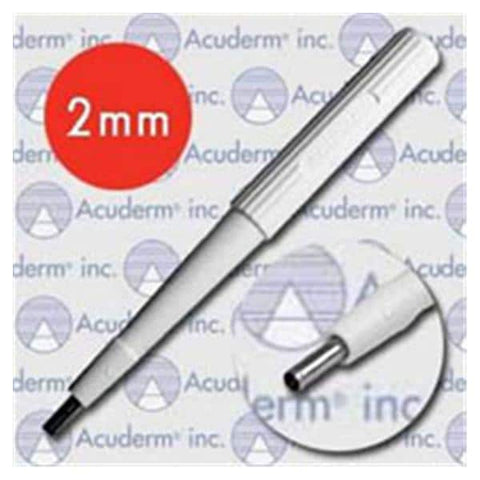 Acuderm, Inc Biopsy Punch Dermal Acu-Punch 2mm Ribbed Hollow Handle SS Bld Disp Strl 50/Bx - P250