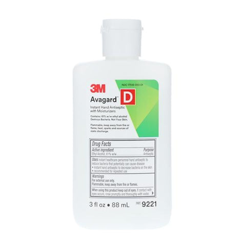 3M Medical Products Sanitizer Hand Liquid Avagard D 61% Ethyl Alcohol w/w 3 oz Btl FrgrncFr Each, 48 Each/CA - 9221