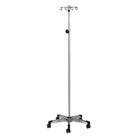 Clinton, 4-Hook IV Pole, Stainless Steel, 5-Leg