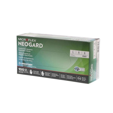 Microflex Inc Gloves Chloroprene Neogard Latex-Free Powder-Free Large Non-Sterile Green 100/Bx, 10 BX/CA - C523