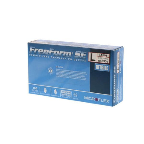 Microflex Inc Gloves Exam FreeForm SE Powder-Free Nitrile Latex-Free 9.5 in Large Blue 100/Bx, 10 BX/CA - FFS-700-L