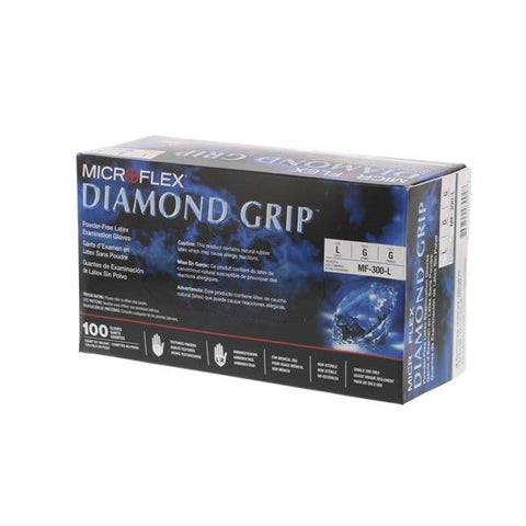 Microflex Inc Gloves Exam Diamond Grip Powder-Free Latex 9.5 in Large Natural 100/Bx, 10 BX/CA - MF-300-L