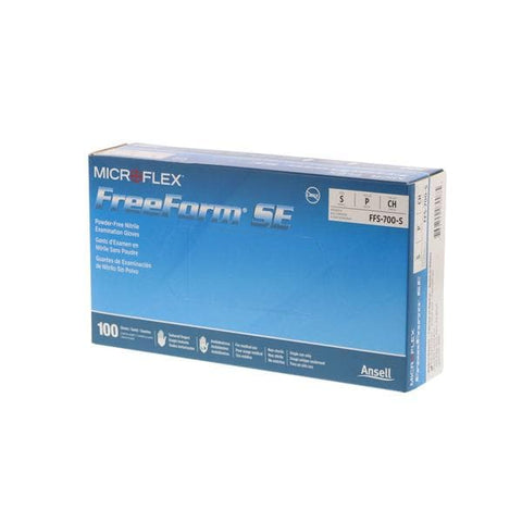 Microflex Inc Gloves Exam FreeForm SE Powder-Free Nitrile Latex-Free 9.5 in Small Blue 100/Bx, 10 BX/CA - FFS-700-S