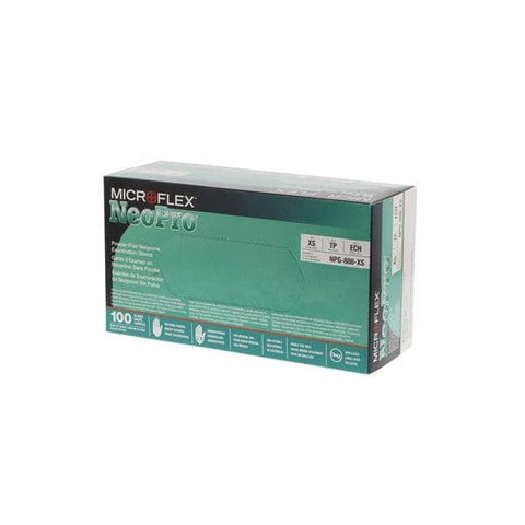 Microflex Inc Gloves Chloroprene NeoPro Latex-Free Powder-Free X-Small NS Green 100/Bx, 10 BX/CA - NPG-888-XS