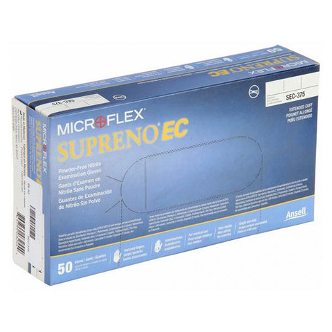 Microflex Inc Gloves Exam Supreno EC Powder-Free Nitrile Latex-Free 11.6 in 3XL Blue 40/Bx, 10 BX/CA - SEC-375-3XL