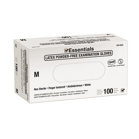 Essentials Healthcare Products Gloves Exam Essentials Powder-Free Latex Medium Natural 100/Bx, 10 BX/CA - L230GE0506APFFTWT0101000M